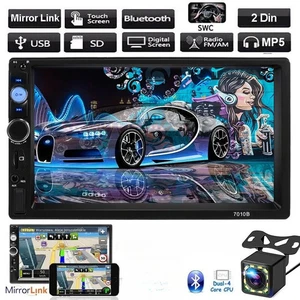Double 2 Din 7'' Car Stereo Radio HD Touch Screen Carplay BT FM RDS Rear Camera - Picture 1 of 18