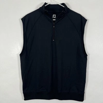 Footjoy FJ 1/4 Zip Golf Vest Performance Pullover Mens Size Medium Black EUC - Image 1 of 4