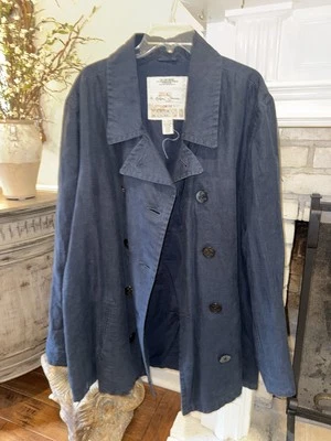 Ralph Lauren 100% Linen 2XL Peacoat Women’s XXL French Navy Double Breasted - Image 1 of 4