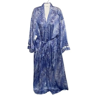 Vintage Inner Most Robe Womens Large Satin Floral Lounge Pockets Sears Feminine - Image 1 of 4