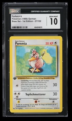 1999 Pokemon Base Set 1st Edition Farfetch'd CGC 10 German #27/102 Vintage - Image 1 of 2