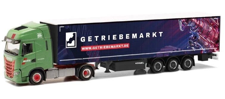 HERPA, IVECO S-Way 4x2 con rimorchio 3 assi WANDT / GETRIEBEMARKT, 1/87,  HER... - Immagine 1 di 1