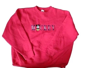 VTG 90s Disney Mickey & Co Embroidered Mickey Mouse Crewneck Sweatshirt Red XXL - Picture 1 of 9
