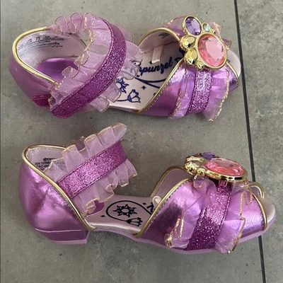 Sapatos de brincar Disney princesa Rapunzel roxo babado gema criança saltos 9/10 juventude - Imagem 1 de 4