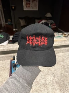Vintage 90s Deicide Black Wool Blend SnapBack Hat Cap Death Metal Band Obituary - Picture 1 of 7