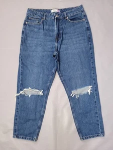 Mens Next Jeans Size 14 R Mom High Waist Tapered Ripped Knee - Picture 1 of 5