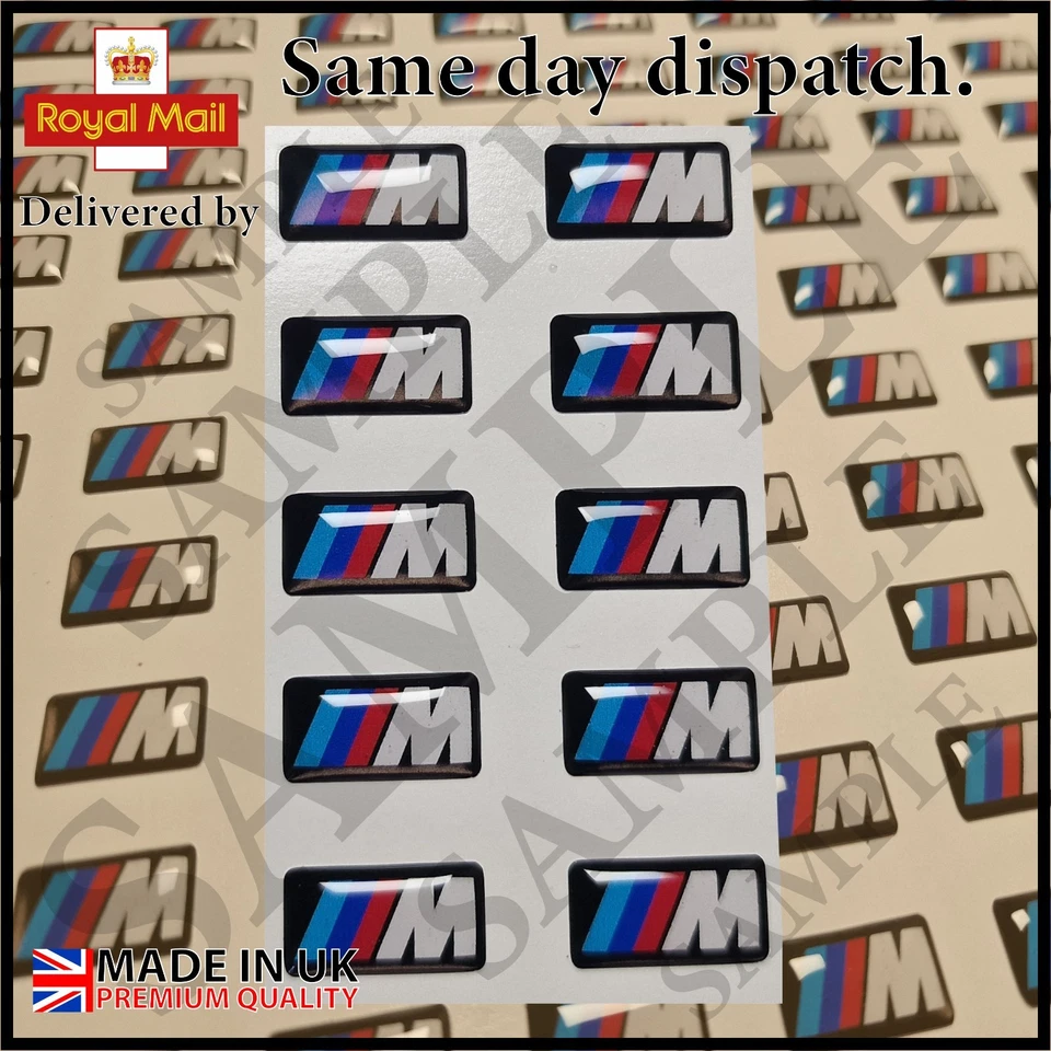 10X BMW M SPORT ALLOY WHEEL BADGE STICKER EMBLEM DECAL BMW 17MM X 9MM - Image 1 of 1