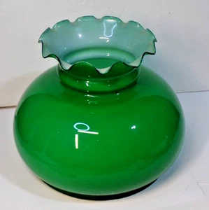 Pantalla de lámpara de biblioteca VERDE SOBRE BLANCO con volantes superior 7" montador 6" de alto #1 - Imagen 1 de 6