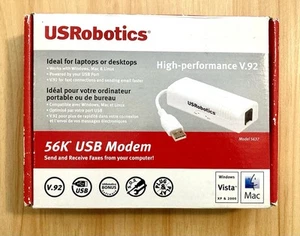US Robotics 56K USB Modem High Performance V.92 USR5637 With Installation Disc - Bild 1 von 4