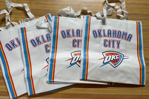 4 Oklahoma City Thunder OKC Reusable Bag Large And Roomy Sewn On Carrying Handle Cover