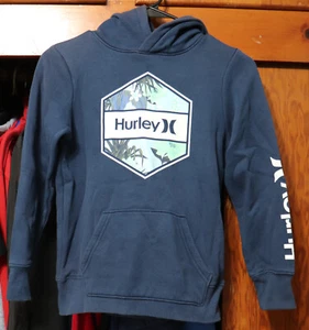 Hurley Hexagon Graphic Hoodie Pullover Navy Blue Boys Youth Small YS 8-10 OOP - Picture 1 of 6