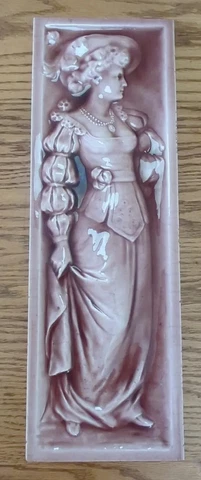 American Encaustic Tiling Co. Roseville Ohio Victorian Woman PINK TILE Cover