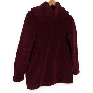 LL Maglione Maglione Tunica Sherpa Firma Fagioli Small S Collo Vassoio Rosso Bordeaux - Foto 1 di 7