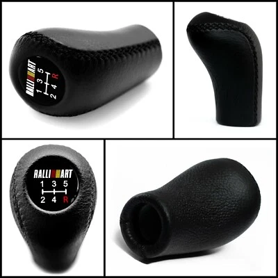  Mitsubishi Evo Ralliart 5 Speed Shifter Lever Gear Knob Black Leather M10X1.25M - Image 1 of 4