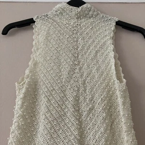 TOPSHOP BEADED CROCHET KNIT HIGH NECK 90s Y2K BLOUSE TOP FESTIVAL VINTAGE SZ 10 - Picture 1 of 6