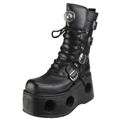New Rock Space Metallic Neptuno Boots Unisex Black Stivali Platform - Immagine 1 di 4