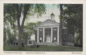 POSTCARD Town Hall, Kingston, NH - Hand Colored - Picture 1 of 2