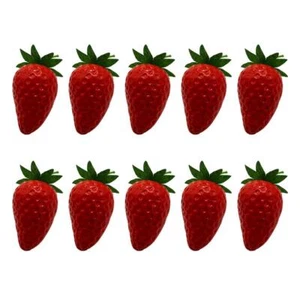 10 Pcs Artificial Strawberry Lifelike Fruit Plastic Big Red Strawberries Phot... - Picture 1 of 3