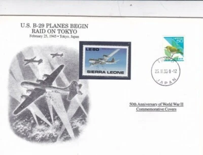 Sierra Leone 1995 US b-29 Planes Begin Raid on Tokyo Cover unaddressed VGC - Image 1 of 2