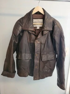 Vtg CITY STREETS Leather Jacket M Medium Mens BIKER Bomber Distressed Brown Coat - Picture 1 of 9