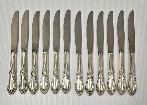 Set of 12 International Silver Rhapsody 9 ¼” Sterling Handle Dinner Knives Cover
