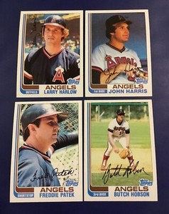 1982 Topps JOHN HARRIS, LARRY HARLOW, FREDDIE PATEK, BUTCH HOBSON Lot 4 Angels