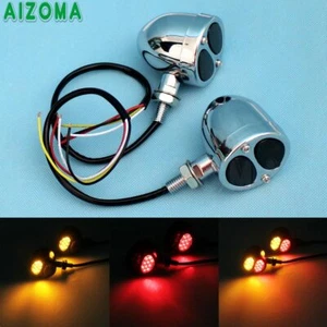 Luz trasera señal de giro con freno de giro rojo/ámbar LED bala de motocicleta para Harley Bobber - Imagen 1 de 12