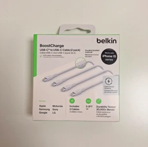Belkin Boost Charge Braided USB C to USB C Fast Charger Cables, 2x 1m Cables - Picture 1 of 3