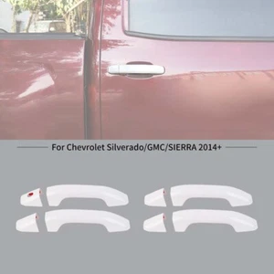 White Door Handle Protector Cover For 14-20 Chevy Silverado/Sierra Accessories - Picture 1 of 9