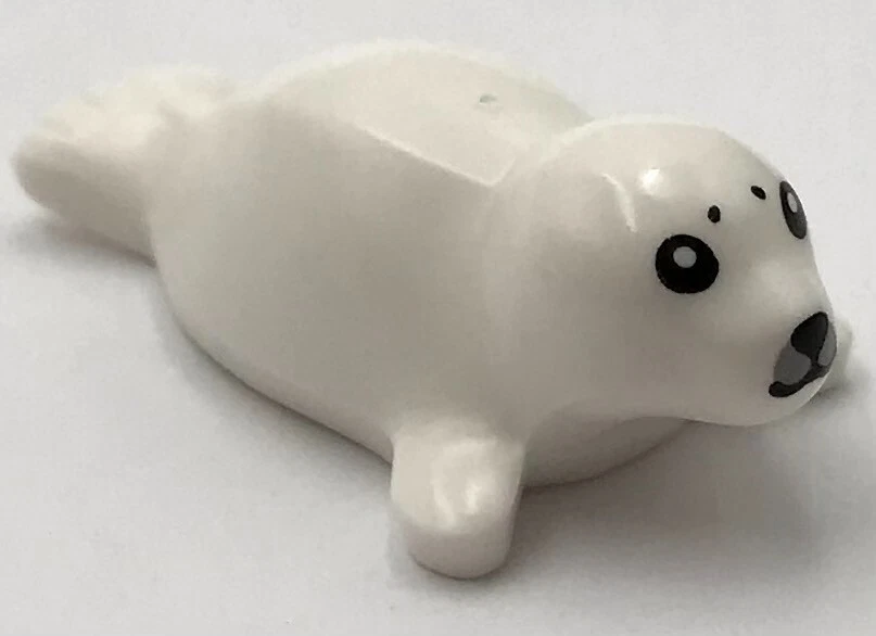 Lego New White Baby Seal Animal Black Eyes Nose Mouth Sea Lion Pup Piece - Image 1 of 1