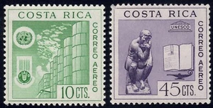 1961 Costa Rica SC# C321, C326- UN Day, UNESCO - M-H - Picture 1 of 2