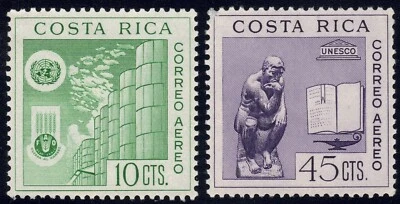 1961 Costa Rica SC# C321, C326- UN Day, UNESCO - M-H - Image 1 of 2
