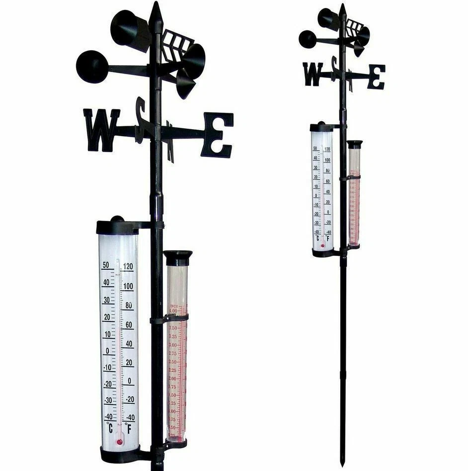 STAZIONE METEO TERMOMETRO DA GIARDINO CON PLUVIOMETRO E SEGNAVENTO 25811