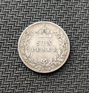 1892 UK United Kingdom Britain Silver 6 Pence Victoria - Picture 1 of 2