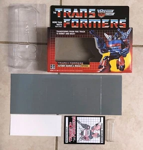 TRANSFORMERS G1 AUTOBOT INFERNO BOX, INSERTS, BUBBLE, & MANUAL NEW! ROBOT - Picture 1 of 3