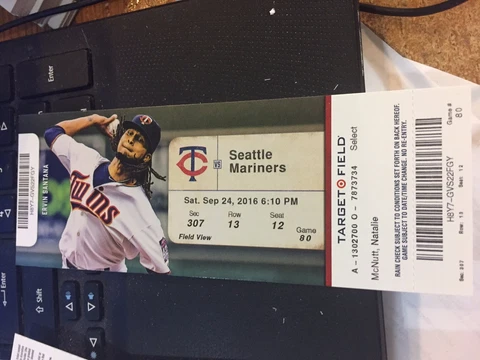 2016 MINNESOTA TWINS VS SEATTLE MARINERS TICKET STUB 9/24 MIGUEL SANO HR #42 Cover