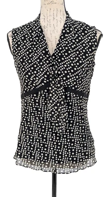 Camicetta bambola bambino seta nera bianca foderata a pois taglia 6 fata scura bohemien - Immagine 1 di 4