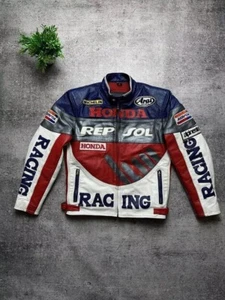 Honda Repsol Motorcycle Racing Jacket Cowhide Leather Motorbike Sport Jacket - Picture 1 of 3