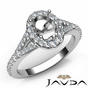 Anillo de compromiso de diamantes semi montura ovalada con halo pavé de oro blanco de 18 k 0,5 quilates - Imagen 1 de 12