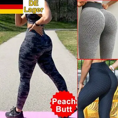 Damen Anti Cellulite PUSH UP Yoga Leggings Hohe Taille Jogginghose Sport Hose DE • 19.05€