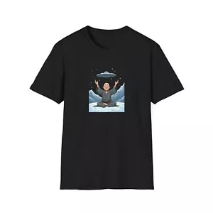 Monk Meditating Flying Saucer Softstyle T, UFO Art, Unique Gift, Space, Funny - Picture 1 of 17