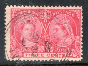 Canada Sc# 53 3c bright rose used fine used Oct. 5 1897 cancel - Picture 1 of 2