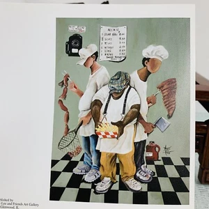 Vintage 2004 Annie Lee & Friends Kunstdruck Notizkarte LINKS TIPS WINGS & FRIESS - Bild 1 von 3