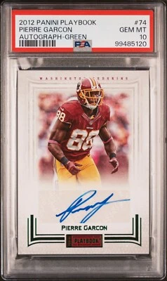 2012 Pierre Garcon #74 Panini Playbook Autograph Green PSA 10 Auto SSP # /5 - Image 1 of 2