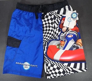 Super Mario Mariokart Wii Kids Boys Swim Shorts Trunks Sz S (6-7) Blue Black  - Picture 1 of 4