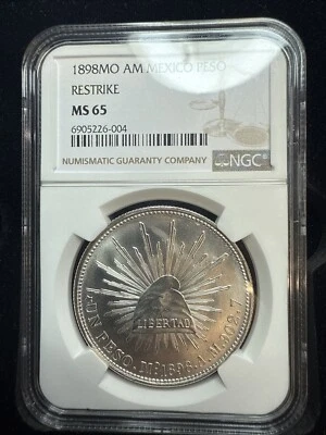 1898 MO AM Mexico PESO RESTRIKE NGC MS 65 - Image 1 of 4