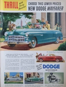 1949 vintage Dodge Wayfarer convertible print ad, Post World War ll - Picture 1 of 1