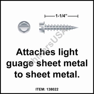 (5000) Needle Point Zinc Screw 8 x 1-1/4 Slotted Hex Washer Head #138022 - Picture 1 of 1