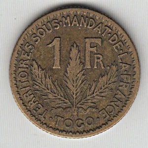 1925 TOGO 1 FRANC, TERRITOIRES·SOUS·MANDAT·DE·LA·FRANCE KM# 2 - Picture 1 of 5