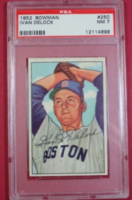 1952 BOWMAN IVAN DELOCK #250 PSA 7 NRMT BOSTON RED SOX  *HIGH NUMBER* - Image 1 of 2
